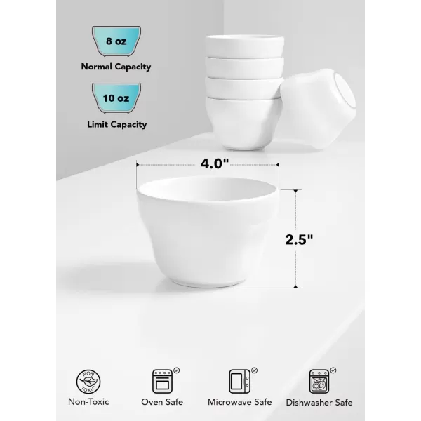 imageLE TAUCI Bouillon Cups 8 Ounce Ice Cream Bowls Small Bowls for Dessert Soup Chili Dipping Sauce Coffee Cupping  Set of 6 WhiteWhite