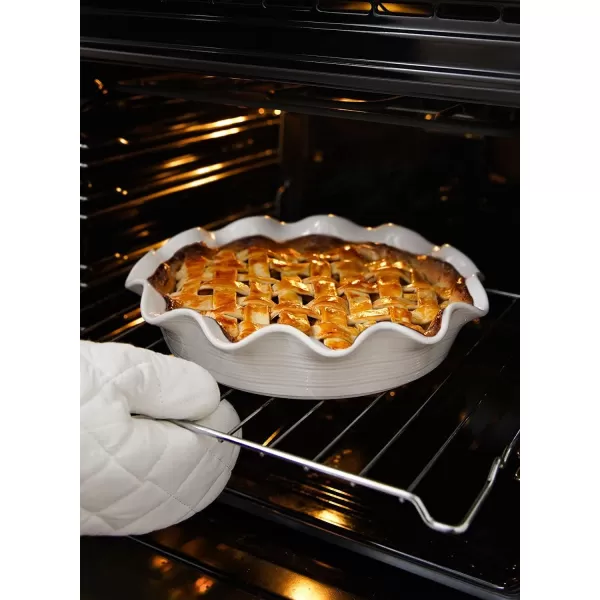 imageLE TAUCI Ceramic Pie Pans for Baking 11 Inches Deep Dish Pie Plate for Apple Pie Pot Pie 48 Ounce Baking Dish with Ruffled Edge Set of 2 WhiteWhite