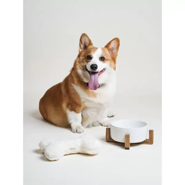 imageLE TAUCI Dog Food Bowls 3 Cups Ceramic Dog Bowls with Acacia Wood Stand Water Bowl for Small Medium Sized Dog Modern Dog Food Dishes Pet BowlsFireworks