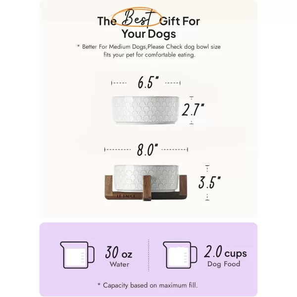 imageLE TAUCI Dog Food Bowls 3 Cups Ceramic Dog Bowls with Acacia Wood Stand Water Bowl for Small Medium Sized Dog Modern Dog Food Dishes Pet BowlsFireworks