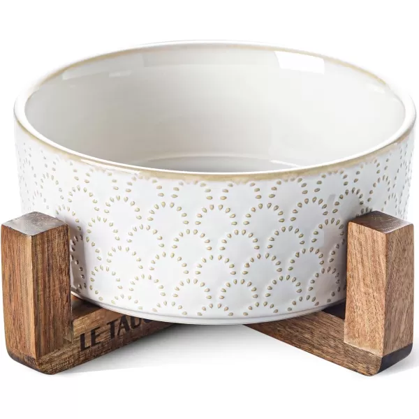 imageLE TAUCI Dog Food Bowls 3 Cups Ceramic Dog Bowls with Acacia Wood Stand Water Bowl for Small Medium Sized Dog Modern Dog Food Dishes Pet BowlsFireworks