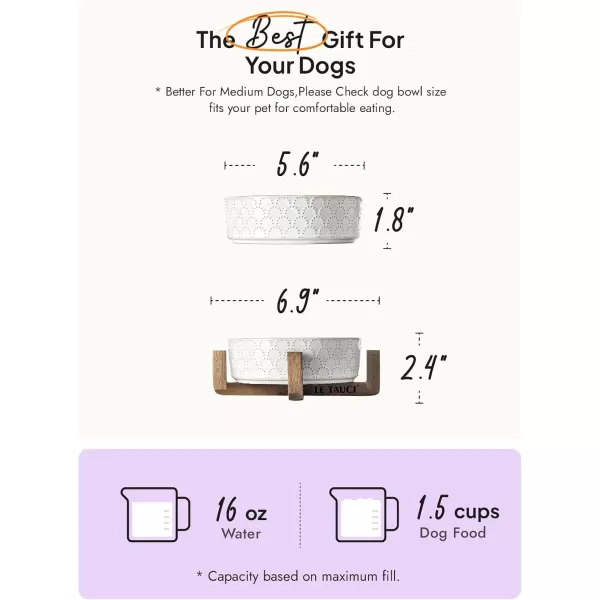 imageLE TAUCI Dog Food Bowls 3 Cups Ceramic Dog Bowls with Acacia Wood Stand Water Bowl for Small Medium Sized Dog Modern Dog Food Dishes Pet BowlsFireworks