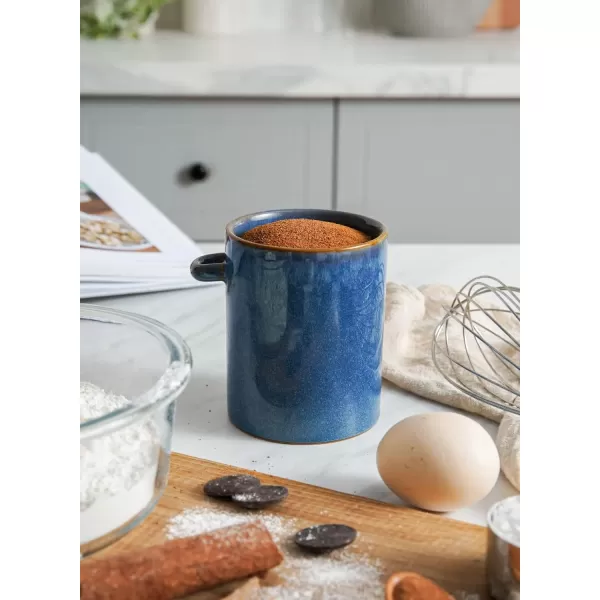 imageLE TAUCI Sugar Bowl with Lid and Spoon Ceramic Sugar Bowl Sugar Jar for Kitchen Coffee bar Countertop 12 oz Salt Container Modern Farmhouse Kitchen Decor WhiteCeylon Blue