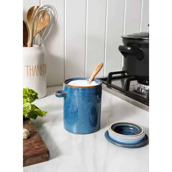 imageLE TAUCI Sugar Bowl with Lid and Spoon Ceramic Sugar Bowl Sugar Jar for Kitchen Coffee bar Countertop 12 oz Salt Container Modern Farmhouse Kitchen Decor WhiteCeylon Blue
