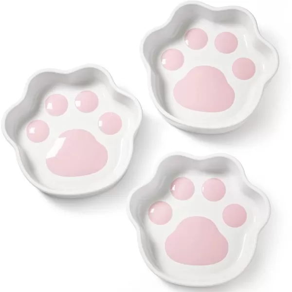 imageLE TAUCI Cat Food Bowl Ceramic 8 Oz Small Shallow Cat Food Dishes for Indoor Cats Cat Water Bowl Relief Whisker Fatigue Cat Bowls Cute Paw Shaped Kitten Bowls Cat Plates Small Animal Food Bowlcat paw set of 3