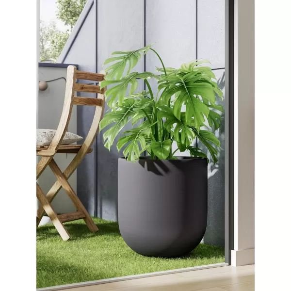 imageLE TAUCI 10 Inch Plant Pot Ceramic Pots for Plants with Drainage Hole and Rubber Plug Plant Pots Indoor for Home Garden Patio Office Cylinder Flower Planter Pot Neutral GrayCharcoal Gray