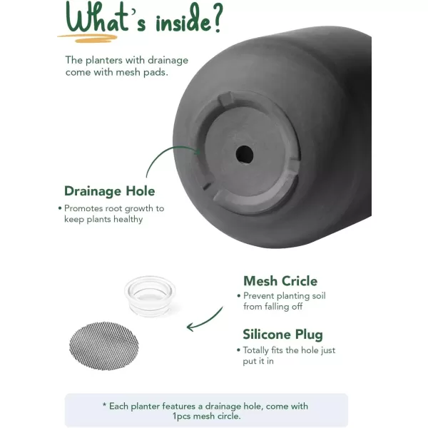 imageLE TAUCI 10 Inch Plant Pot Ceramic Pots for Plants with Drainage Hole and Rubber Plug Plant Pots Indoor for Home Garden Patio Office Cylinder Flower Planter Pot Neutral GrayCharcoal Gray