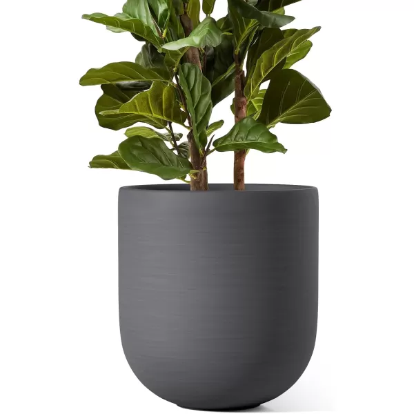 imageLE TAUCI 10 Inch Plant Pot Ceramic Pots for Plants with Drainage Hole and Rubber Plug Plant Pots Indoor for Home Garden Patio Office Cylinder Flower Planter Pot Neutral GrayCharcoal Gray