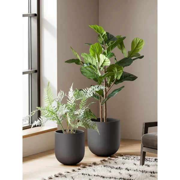 imageLE TAUCI 10 Inch Plant Pot Ceramic Pots for Plants with Drainage Hole and Rubber Plug Plant Pots Indoor for Home Garden Patio Office Cylinder Flower Planter Pot Neutral GrayCharcoal Gray