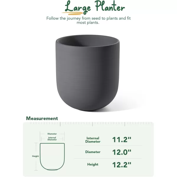 imageLE TAUCI 10 Inch Plant Pot Ceramic Pots for Plants with Drainage Hole and Rubber Plug Plant Pots Indoor for Home Garden Patio Office Cylinder Flower Planter Pot Neutral GrayCharcoal Gray