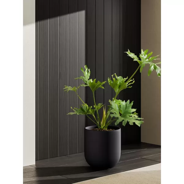 imageLE TAUCI 10 Inch Plant Pot Ceramic Pots for Plants with Drainage Hole and Rubber Plug Plant Pots Indoor for Home Garden Patio Office Cylinder Flower Planter Pot Neutral GrayCharcoal Gray