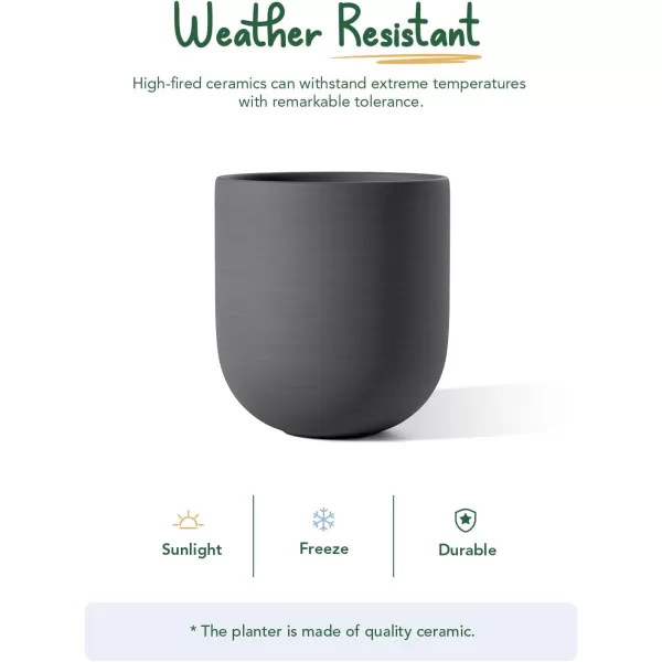 imageLE TAUCI 10 Inch Plant Pot Ceramic Pots for Plants with Drainage Hole and Rubber Plug Plant Pots Indoor for Home Garden Patio Office Cylinder Flower Planter Pot Neutral GrayCharcoal Gray