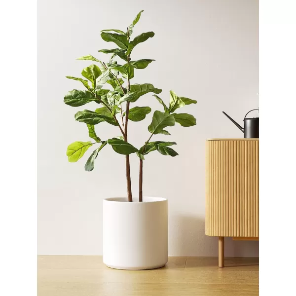 imageLE TAUCI 12 Inch Pots for Plants Ceramic Large Plant Pot for Indoor Plants MidCentury Modern Flower Planter Pots with Drainage Hole and Removable Plug Round Planter Pot Reactive Glaze Cloud CreamWhite