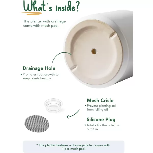 imageLE TAUCI 12 Inch Pots for Plants Ceramic Large Plant Pot for Indoor Plants MidCentury Modern Flower Planter Pots with Drainage Hole and Removable Plug Round Planter Pot Reactive Glaze Cloud CreamWhite