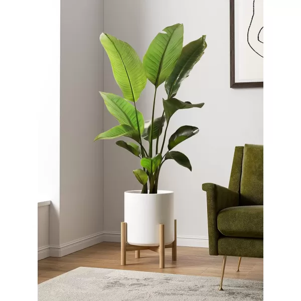 imageLE TAUCI 12 Inch Pots for Plants Ceramic Large Plant Pot for Indoor Plants MidCentury Modern Flower Planter Pots with Drainage Hole and Removable Plug Round Planter Pot Reactive Glaze Cloud CreamWhite
