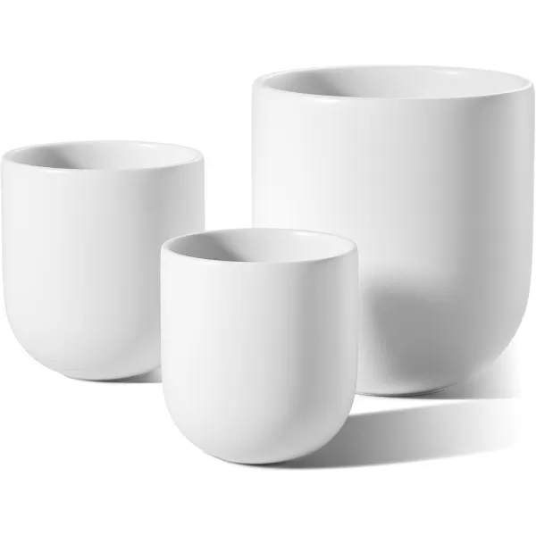 imageLE TAUCI 6810 Inch Plant Pots Indoor Ceramic Planters for Indoor Plants Flower Pots with Drainage Hole and Rubber Plug Planter Pots for Home Garden Patio Set of 3 Neutral GrayWhite