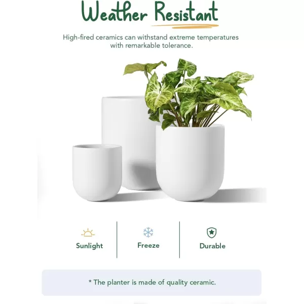 imageLE TAUCI 6810 Inch Plant Pots Indoor Ceramic Planters for Indoor Plants Flower Pots with Drainage Hole and Rubber Plug Planter Pots for Home Garden Patio Set of 3 Neutral GrayWhite