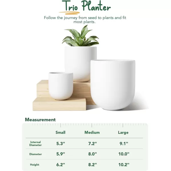 imageLE TAUCI 6810 Inch Plant Pots Indoor Ceramic Planters for Indoor Plants Flower Pots with Drainage Hole and Rubber Plug Planter Pots for Home Garden Patio Set of 3 Neutral GrayWhite
