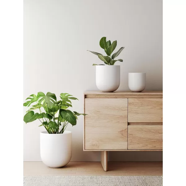 imageLE TAUCI 6810 Inch Plant Pots Indoor Ceramic Planters for Indoor Plants Flower Pots with Drainage Hole and Rubber Plug Planter Pots for Home Garden Patio Set of 3 Neutral GrayWhite