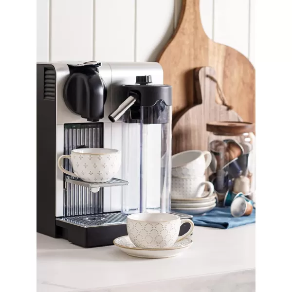 imageLE TAUCI 8 oz Cappuccino Cups with Saucers Ceramic Large Coffee Cup for Au Lait Double shot Latte Cafe Mocha Tea  Set of 4 Arctic white3 oz
