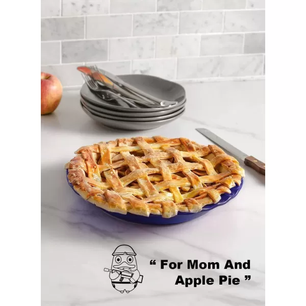 imageLE TAUCI Ceramic Pie Pans for Baking 9 Inches Pie Plate for Apple Pie Round Baking Dish 36 Ounce Fluted Dish Pie Pan Set of 2 WhiteBlue