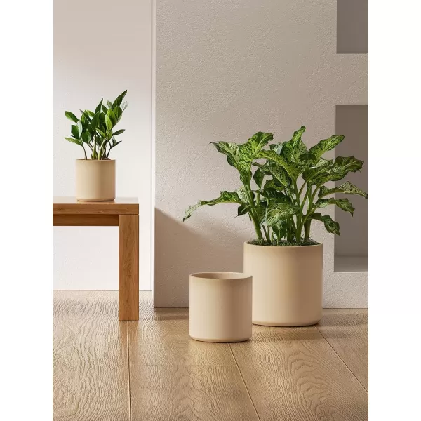 imageLE TAUCI Ceramic Pots for Plants 6810 Inch Planters for Indoor Plants Plant Pots Indoor for Home and Office MidModern Century Flower Pots with Drainage Hole and Silicone Plug Glaze Star GrayReactive Glaze Cloud Cream