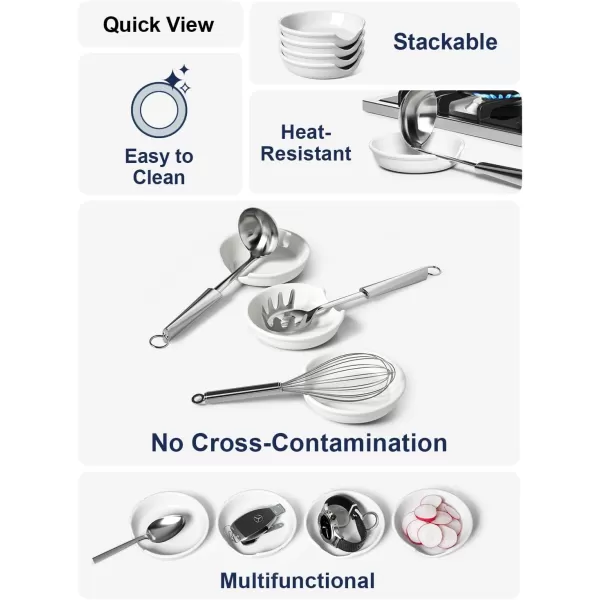 imageLE TAUCI Kitchen Utensil Holder Set 73quot54quot Ceramic Utensil Crocks and 48quot Spoon Rest Set of 4 Kitchen Organizer Bundle for Countertop Spatula and Stove Top