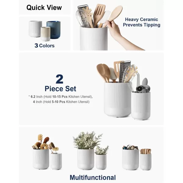 imageLE TAUCI Kitchen Utensil Holder Set 73quot54quot Ceramic Utensil Crocks and 48quot Spoon Rest Set of 4 Kitchen Organizer Bundle for Countertop Spatula and Stove Top