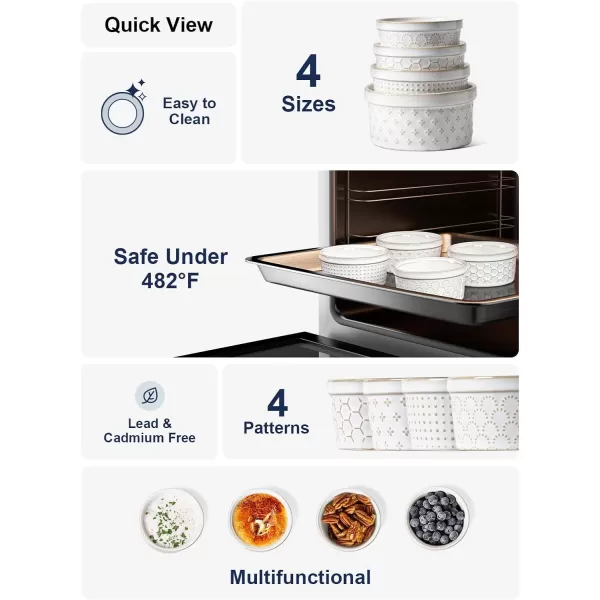 imageLE TAUCI Ramekins 4 oz Ramiken for Creme Brulee Lava CakePudding Souffle Small Sauce BowlCeramic Baking Dishes 38 inch Set of 4 Arctic White6 oz