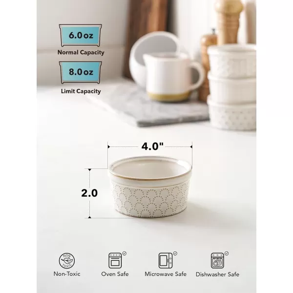 imageLE TAUCI Ramekins 4 oz Ramiken for Creme Brulee Lava CakePudding Souffle Small Sauce BowlCeramic Baking Dishes 38 inch Set of 4 Arctic White6 oz