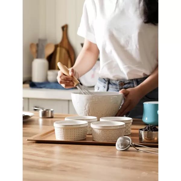 imageLE TAUCI Ramekins 4 oz Ramiken for Creme Brulee Lava CakePudding Souffle Small Sauce BowlCeramic Baking Dishes 38 inch Set of 4 Arctic White6 oz