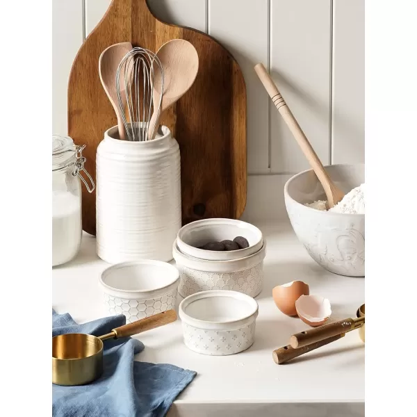 imageLE TAUCI Ramekins 4 oz Ramiken for Creme Brulee Lava CakePudding Souffle Small Sauce BowlCeramic Baking Dishes 38 inch Set of 4 Arctic White6 oz