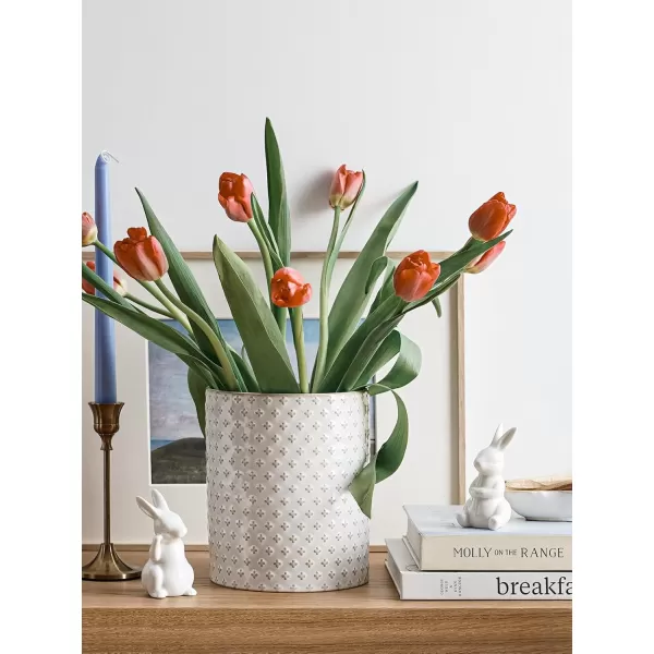 imageLE TAUCI Utensil Holder 71quot Ceramic Kitchen Utensil Holder for Counter top Embossed Cooking Utensil Organizer for Spatula ampamp Spoon Kitchen Decor Set of 1 Arctic White CloverClover