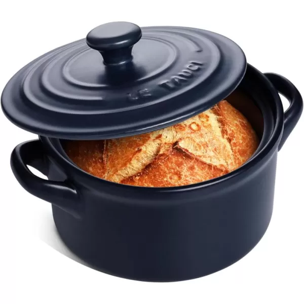 imageLE TAUCI 3 Quart Dutch Oven Pot with Lid for No Knead Bread Baking Sourdough Loaf Lightweight NonToxic Ceramic Small Bread Oven Pan Use as NonStick Soup ampamp Stew Pot Forest GreenMidnight Blue