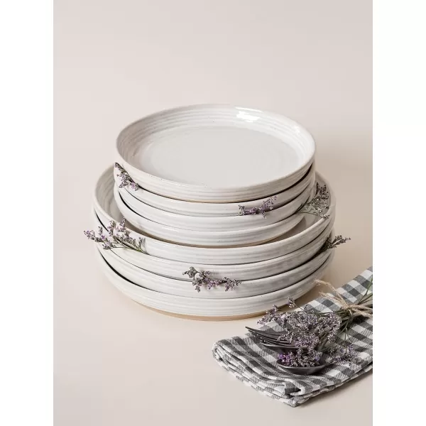 imageLE TAUCI Salad Plates 8 Inch Flat Dessert Plate Set for Appetizer Bread Ceramic Dish Microwave Dishwasher Oven Safe Housewarming ampamp Wedding Present  Set of 4 Arctic White10 inch