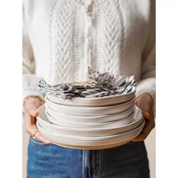 imageLE TAUCI Salad Plates 8 Inch Flat Dessert Plate Set for Appetizer Bread Ceramic Dish Microwave Dishwasher Oven Safe Housewarming ampamp Wedding Present  Set of 4 Arctic White10 inch