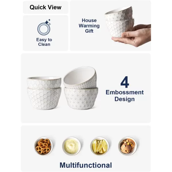 imageLE TAUCI Small Bowls 8 oz Dessert Bowl Ice Cream Bowl for Chili Dipping Sauce Coffee Bouillon Ceramic Soup Cups  4 inch Set of 4 Arctic White
