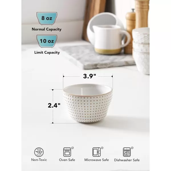 imageLE TAUCI Small Bowls 8 oz Dessert Bowl Ice Cream Bowl for Chili Dipping Sauce Coffee Bouillon Ceramic Soup Cups  4 inch Set of 4 Arctic White