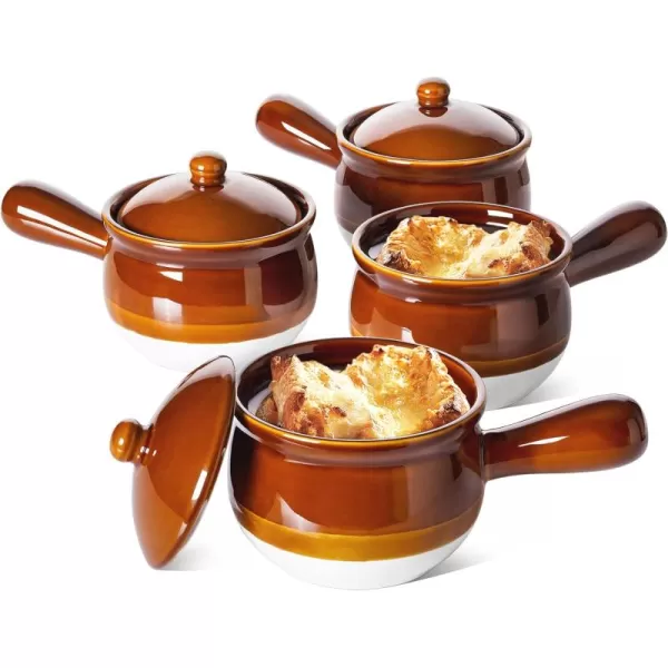 imageLE TAUCI French Onion Soup Bowls 22 Ounces Soup Bowls with Handles Soup Bowls with Lids for Soup Cereal Chilli Beef Stew French Onion Soup Crocks Oven Safe Stackable Serving Bowls Set Set of 416 Ounces