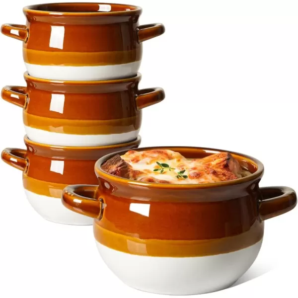 imageLE TAUCI French Onion Soup Bowls with Handles 22 Ounce Ceramic French Onion Soup Crocks Oven Safe Serving Bowls for Soup Chili Beef Stew Cereal Pot Pies Set of 416 OZ