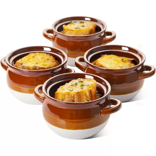 imageLE TAUCI French Onion Soup Bowls with Handles 22 Ounce Ceramic French Onion Soup Crocks Oven Safe Serving Bowls for Soup Chili Beef Stew Cereal Pot Pies Set of 422 OZ