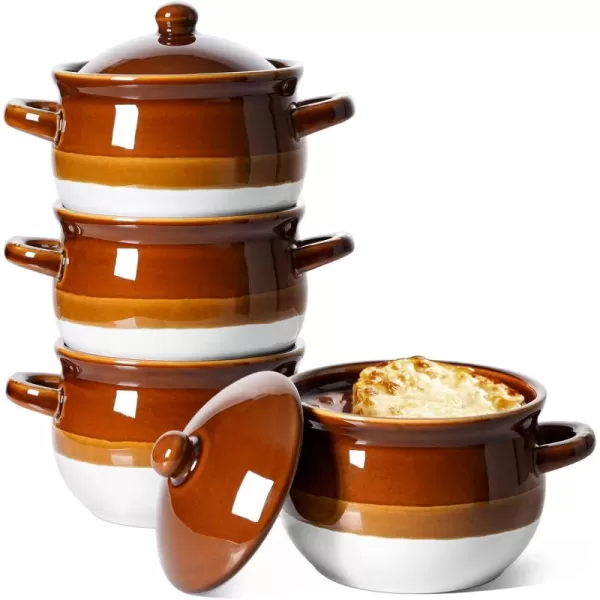 imageLE TAUCI French Onion Soup Bowls with Lid 22 Oz French Onion Soup Crocks Oven Safe Ceramic Soup Bowls with Handles for Soup Chili Beef Stew Cereal Pot Pies Set of 416 OZ