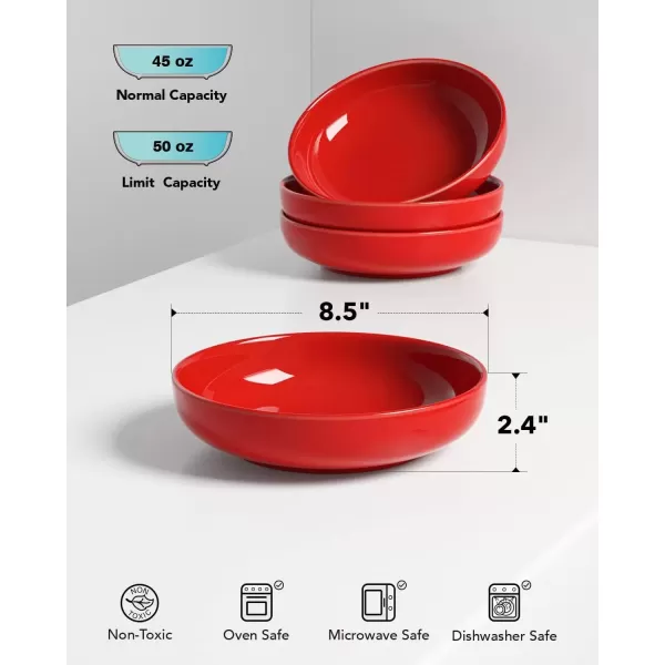 imageLE TAUCI Pasta Bowls 45 Ounce Large Salad Bowls and Serving Bowls Soup Bowl Ceramic Pasta Plates Set of 4 BlueRed