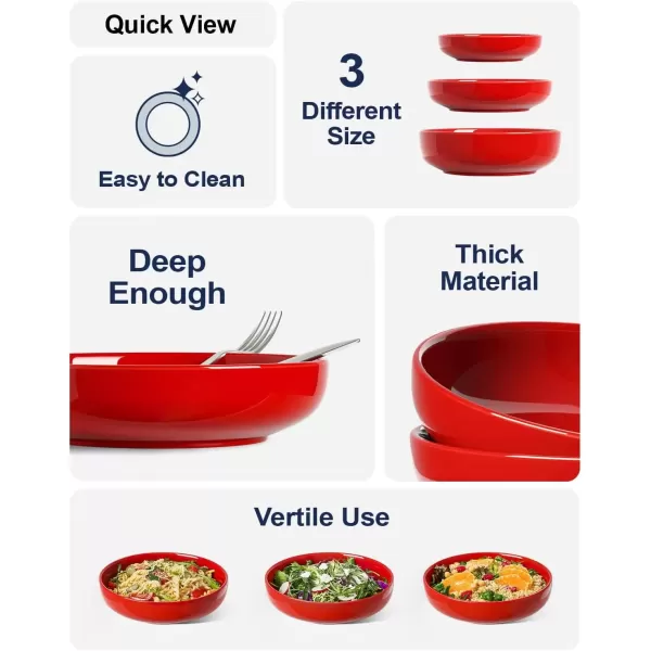 imageLE TAUCI Pasta Bowls 45 Ounce Large Salad Bowls and Serving Bowls Soup Bowl Ceramic Pasta Plates Set of 4 BlueRed