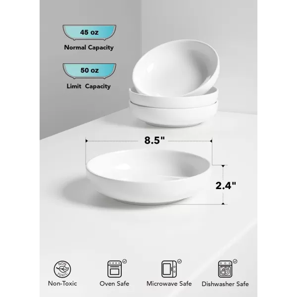 imageLE TAUCI Pasta Bowls 45 Ounce Large Salad Bowls and Serving Bowls Soup Bowl Ceramic Pasta Plates Set of 4 BlueWhite