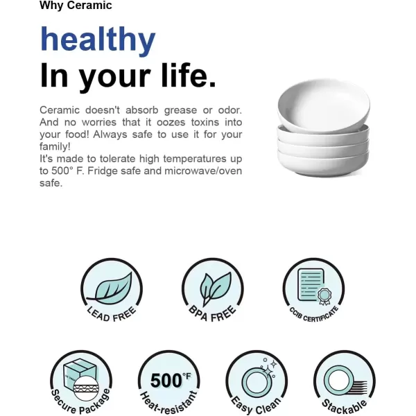 imageLE TAUCI Pasta Bowls 45 Ounce Large Salad Bowls and Serving Bowls Soup Bowl Ceramic Pasta Plates Set of 4 BlueWhite