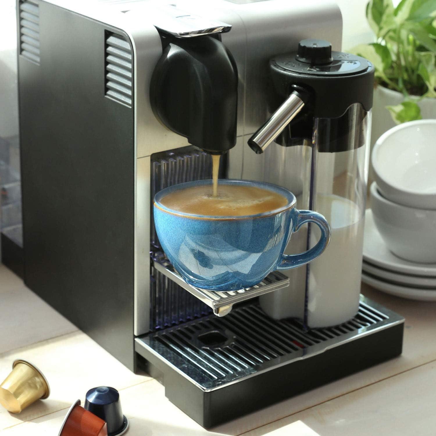 imageLE TAUCI 8 oz Cappuccino Cups with Saucers Ceramic Large Coffee Cup for Au Lait Double shot Latte Cafe Mocha Tea  Set of 4 Ceylon Blue
