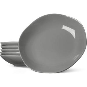 imageLE TAUCI Dinner Plates 10 Inch Ceramic Plates Set for Salad Pasta Risotto Fluffiest Pancakes 22 Ounce  Set of 6 GREY