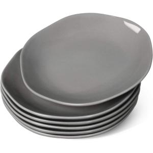 imageLE TAUCI Salad Plate 8 Inch Ceramic Plate Set of 6 for Appetizer Dessert Bread Snacks  10 Ounce GREY