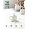 imageLE TAUCI Stackable Espresso Cups with Saucers and Stand Ceramic Coffee Embossment Coffee Cup for Double shot Lungo Ristretto Suit For Housewarming Wedding 4 oz Set of 4 Arctic white